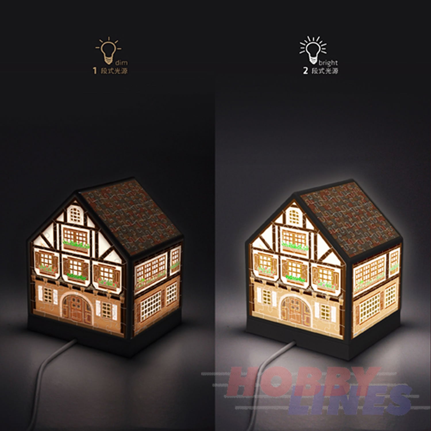 3D Puzzle House Latern HALF TIMBERED HOUSE LED 208 pcs PINTOO Puzzles R1006