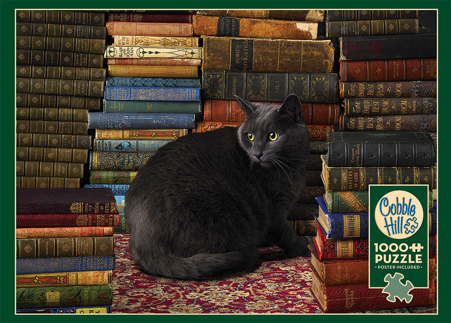 Cobble Hill Puzzle Company LIBRARY CAT quality 1000pc Jigsaw Puzzle 80124