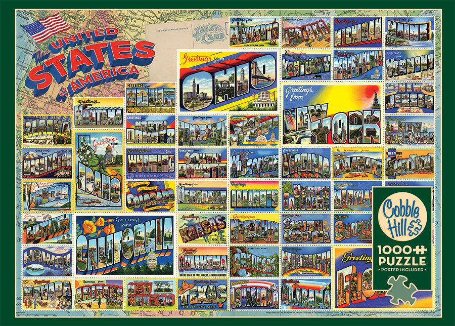 Cobble Hill Creations VINTAGE AMERICAN POSTCARDS 1000pc Jigsaw Puzzle 80254