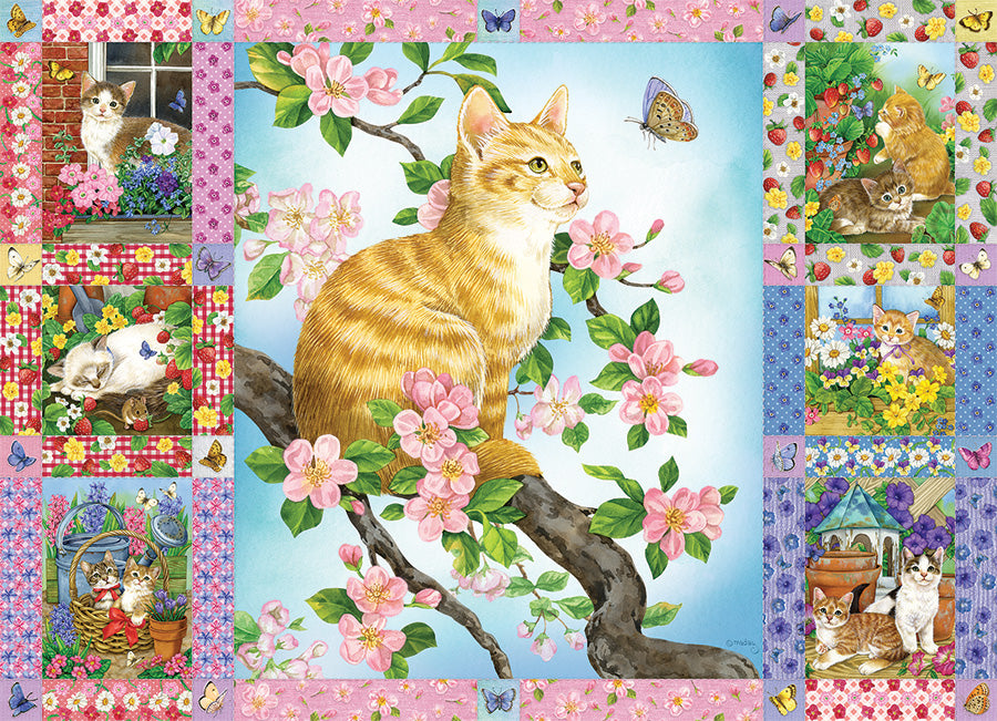 Cobble Jane Maday BLOSSOM & KITTENS QUILT cat 1000pc Quality Jigsaw Puzzle 80272