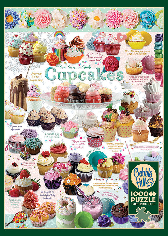 Cobble Hill Puzzle Company CUPCAKES Food Muffins 1000pc Jigsaw Puzzle 80322