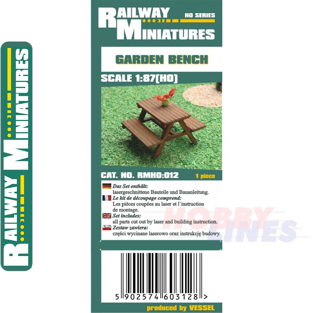 GARDEN BENCH laser cut kit HO 1:87 Vessel RAILWAY MINIATURES 012