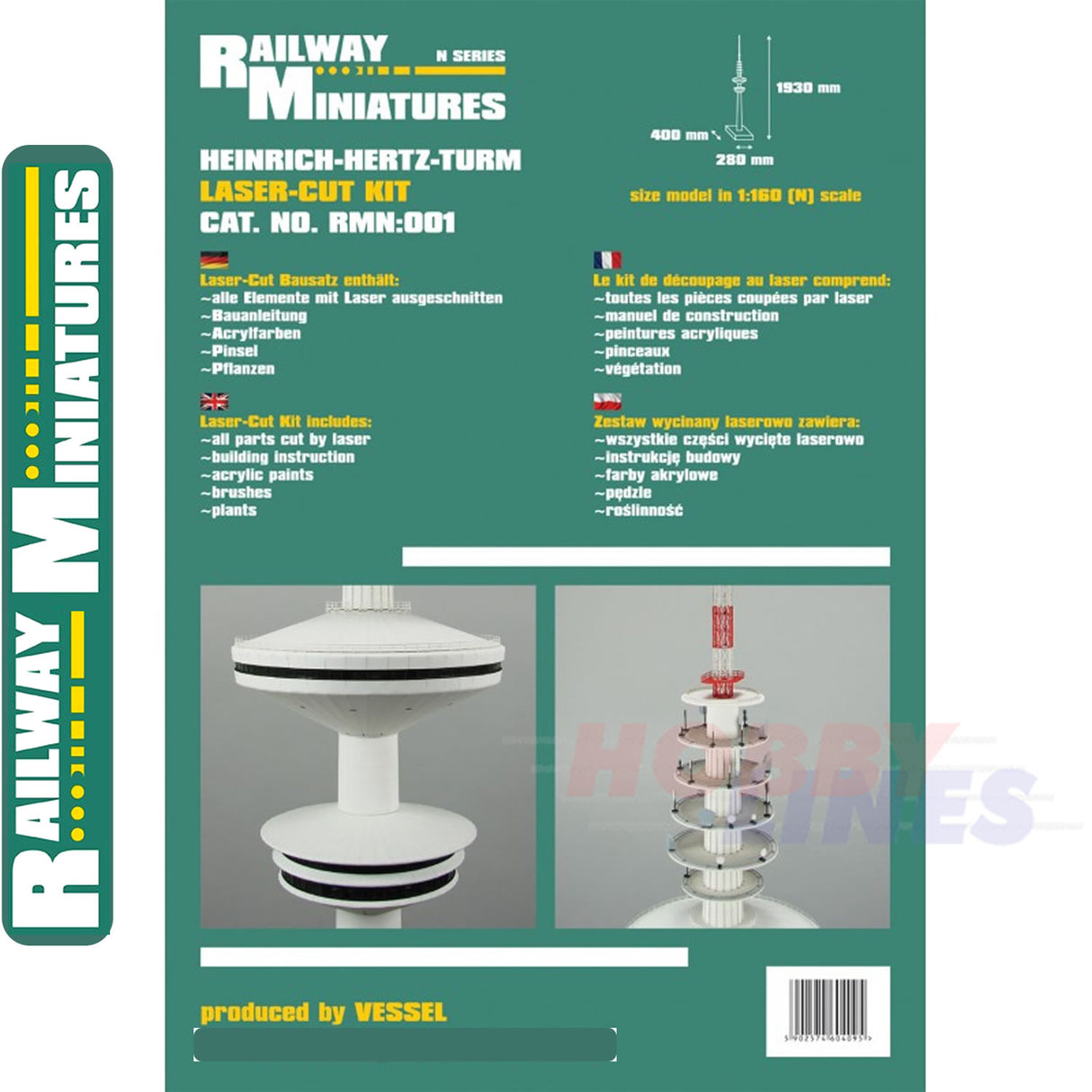 HEINRICH-HERTZ-TURM TV TOWER Hamburg kit HO1:87 Vessel RAILWAY MINIATURES RNM001