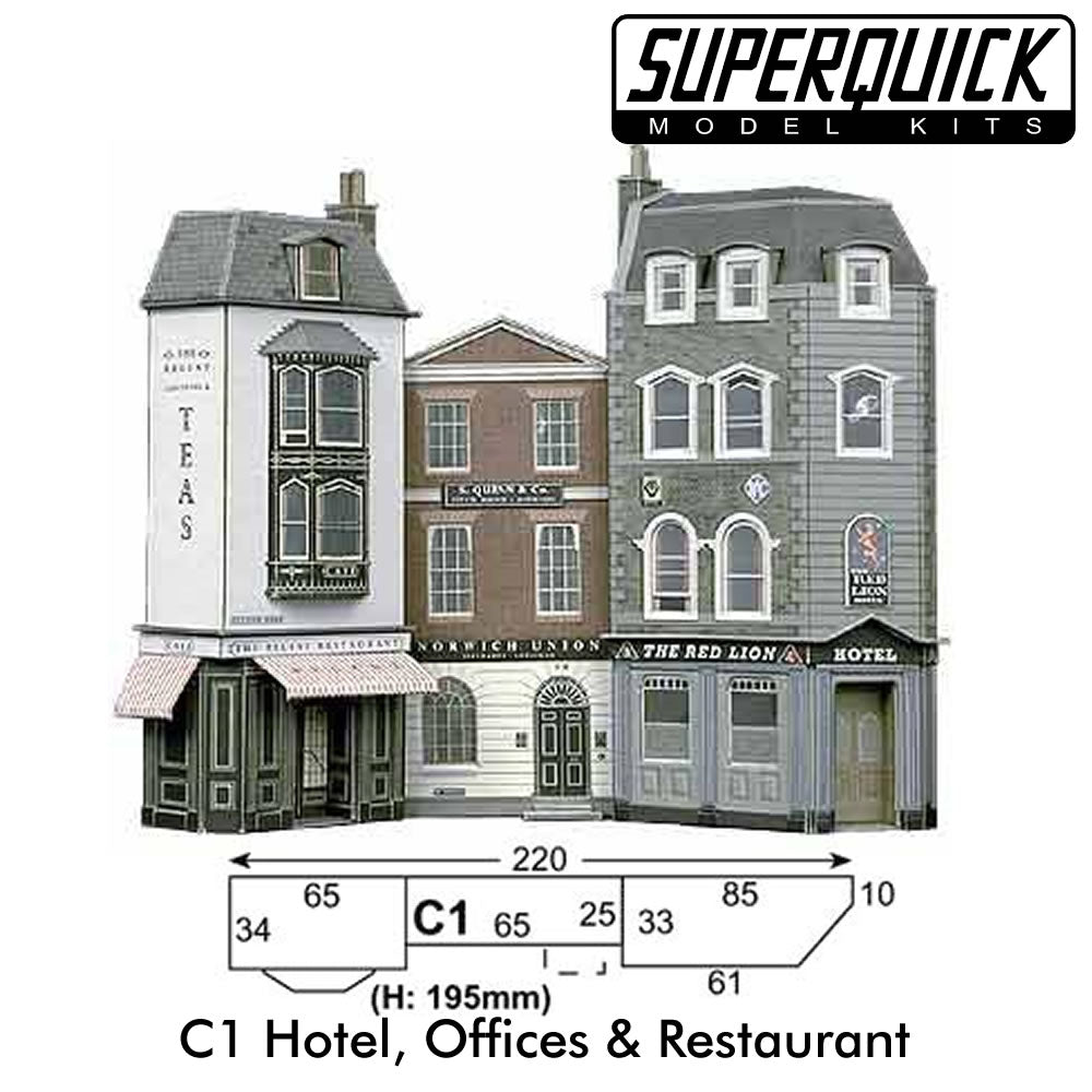 HOTEL OFFICES RESTAURANT C1 1:72 OO HO Railway Building Series C C01 SuperQuick