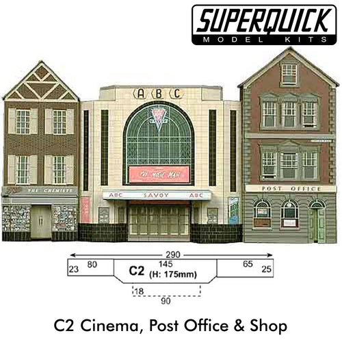 POST OFFICE & SHOP C2 1:72 OO HO Gauge Railways Building Series C C02 SuperQuick