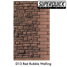 Load image into Gallery viewer, Building Paper RED RUBBLE WALLING 1:72 OO/HO gauge Pack 6 D13 SUPERQUICK
