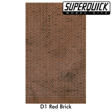 Load image into Gallery viewer, Building Paper RED BRICK D1 1:72 Scale OO/HO Gauge Pack 6 D01 SuperQuick
