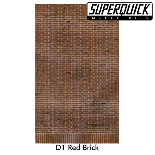 Building Paper RED BRICK D1 1:72 Scale OO/HO Gauge Pack 6 D01 SuperQuick