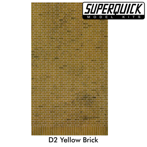 Building Paper YELLOW BRICK D2 1:72 scale OO/HO Gauge Pack 6 D02 SuperQuick