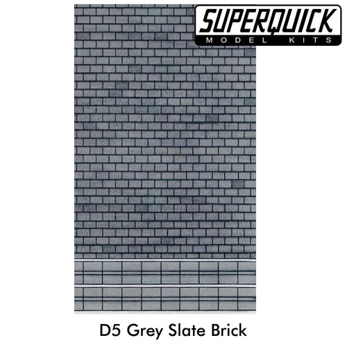 Building Paper GREY SLATE BRICK D5 1:72 scale OO/HO gauge Pack 6 D05 SuperQuick