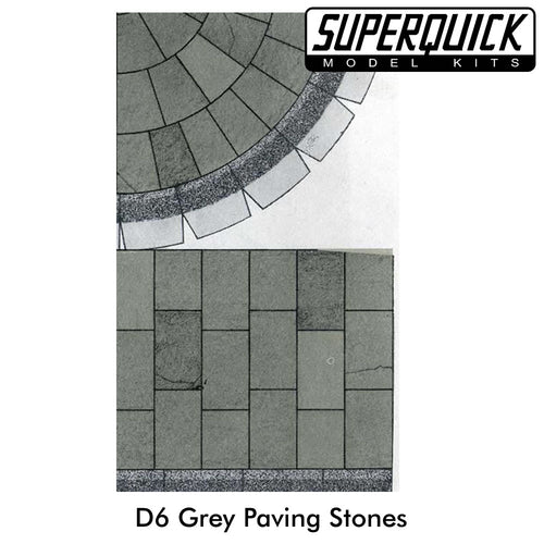 Building Paper GREY PAVING STONES BRICK D6 1:72 OO/HO Pack 6 D06 SuperQuick