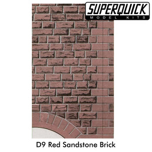 Building Paper RED SANDSTONE WALLING Ashlar D9 1:72 OO/HO Pack 6 D09 SuperQuick