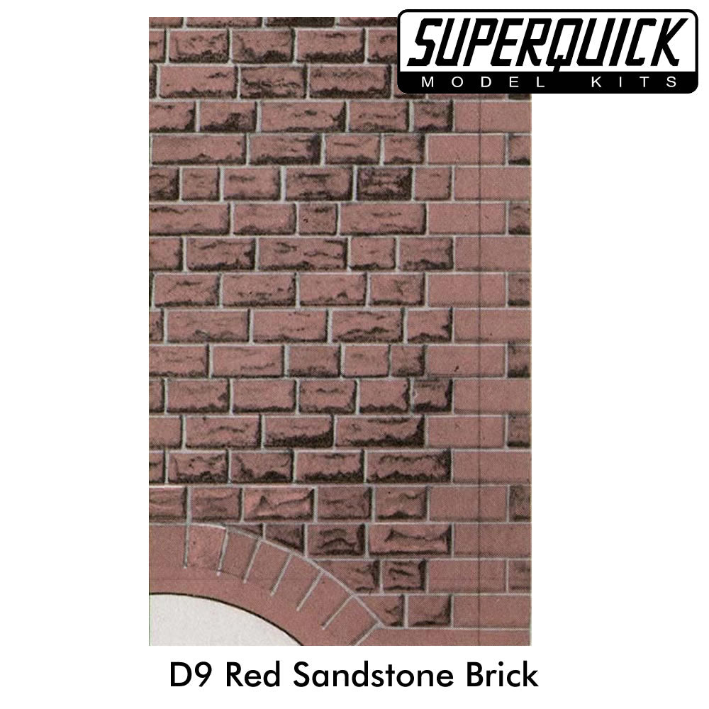 Building Paper RED SANDSTONE WALLING Ashlar D9 1:72 OO/HO Pack 6 D09 SuperQuick