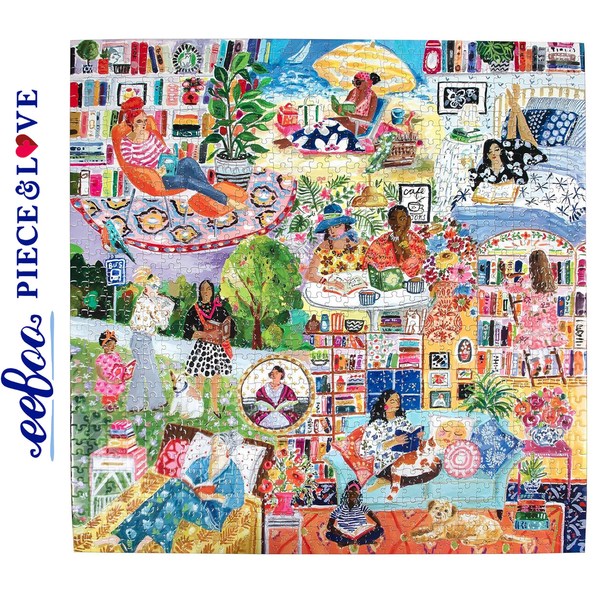 eeBoo WOMEN READING 1000 pc Square Jigsaw Puzzle Super Deluxe PZTWRD