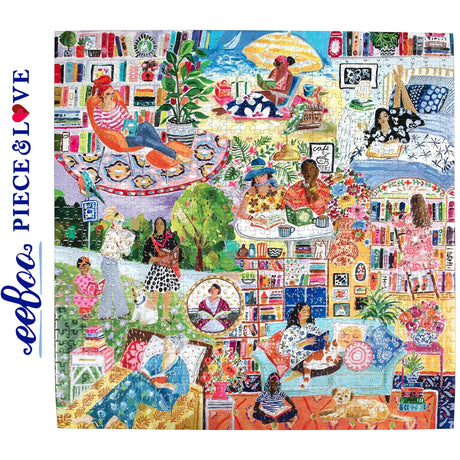 eeBoo WOMEN READING 1000 pc Square Jigsaw Puzzle Super Deluxe PZTWRD