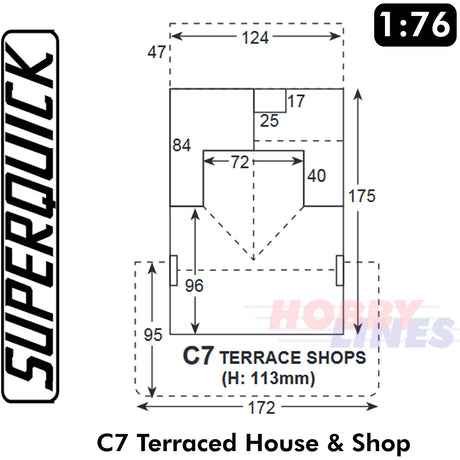 RED BRICK TERRACE CORNER C7 1:72 OO HO Railways Building Series C C07 SuperQuick
