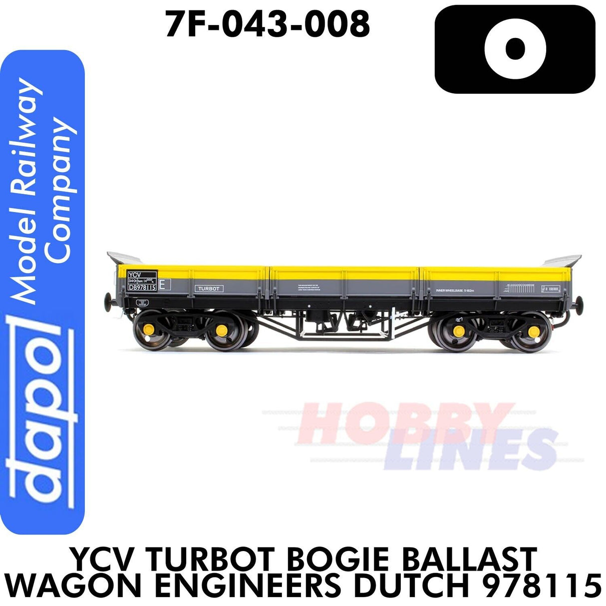 YCV Turbot Bogie Ballast Wagon Engineers Dutch 978115 | Dapol |7F-043-008