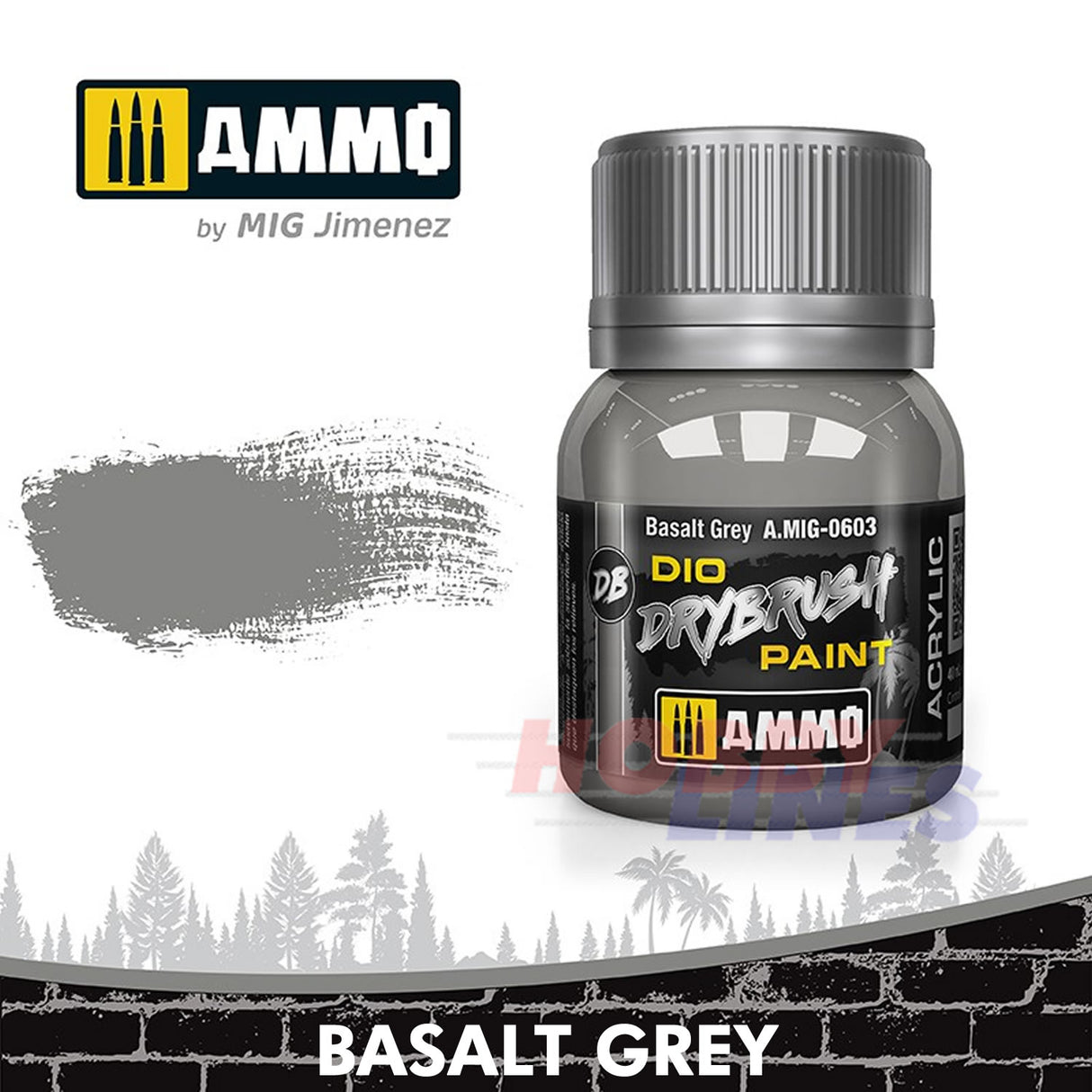 DIO Drybrush Paint - Basalt Grey 40ml | Ammo by Mig Jimenez | MIG0603