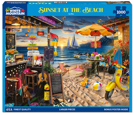 Sunset at the Beach - 1000pc Puzzle | White Mountain | 2133pz