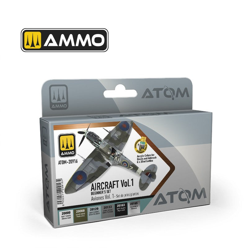 Atom BEGINNERS SET AIRCRAFT Vol1 Acrylic Paint - 6 jars 20ml | Ammo by Mig Jimenez