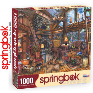 THE HUNTING LODGE 1000 piece SPRINGBOK Jigsaw Puzzle Random Cut Super Deluxe