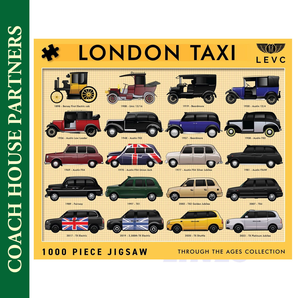 London Taxis - Through the Ages - Jigsaw Puzzle 1000pc | Coach House Partners | CHP0187