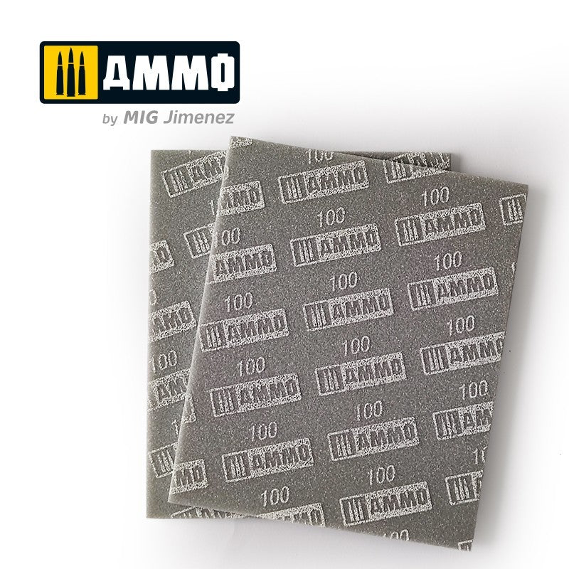 Sanding Sponge Sheet - 100 Grain - 2 pcs | Ammo by Mig Jimenez 