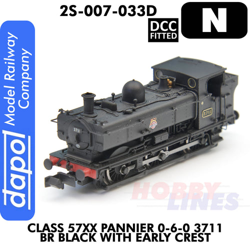 Pannier 3711  BR Black Early Crest DCC Fitted 1:148 N gauge locomotive Dapol 2S-007-033D