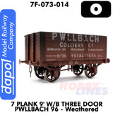7 Plank Wagon 9'  W/B Three Door Pwllbach 96 - Weathered |  Dapol |7F-073-014