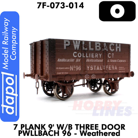 7 Plank Wagon 9'  W/B Three Door Pwllbach 96 - Weathered |  Dapol |7F-073-014