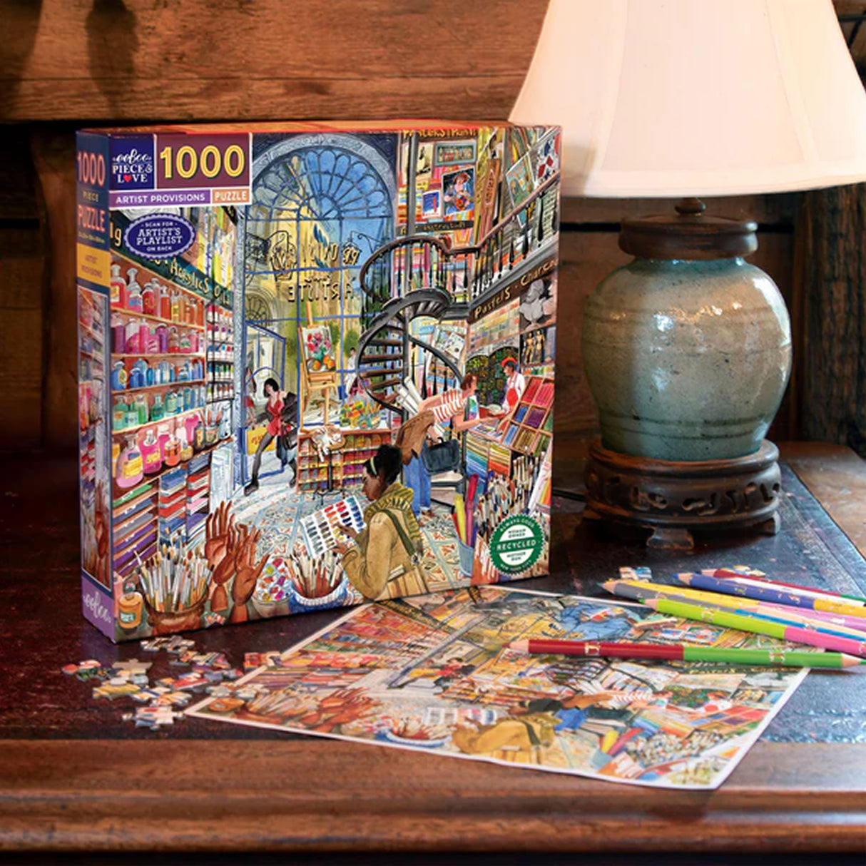 eeBoo ARTIST PROVISIONS 1000 pc Square Jigsaw Puzzle Super Deluxe Art Shop PZT123