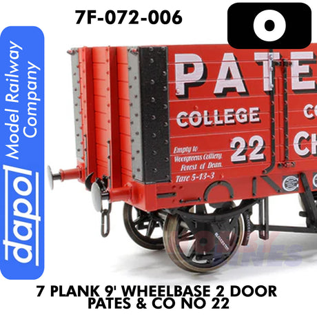 7 Plank 9' Wheelbase 2 Door Pates & Co No 22 Wagon | Dapol | 7F-064-006