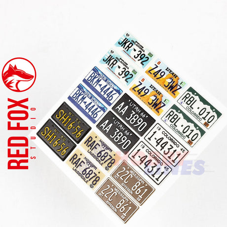 Red Fox Studio 3D Printed LICENSE PLATES USA vol.02 1:24 Front rear 9 sets kits