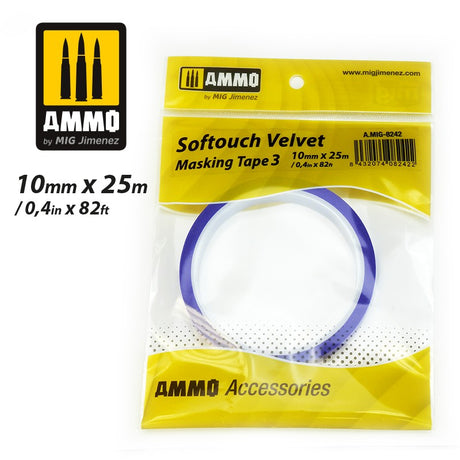 Softouch Velvet - Masking Tape 3 - 10mm x 25m | Ammo by Mig Jimenez | MIG8242