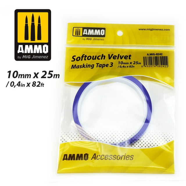 Softouch Velvet - Masking Tape 3 - 10mm x 25m | Ammo by Mig Jimenez | MIG8242