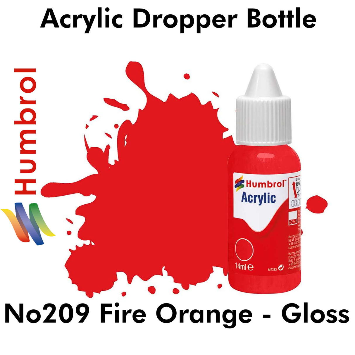 Acrylic Dropper - No 209 Fire Orange - Gloss | Humbrol | DB0209