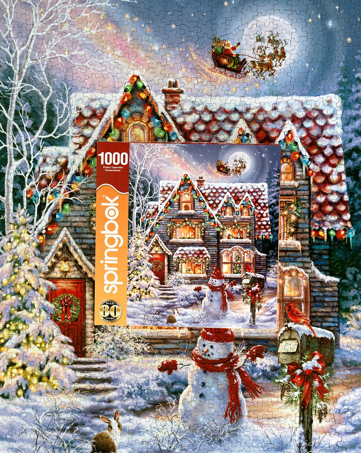 CHRISTMAS EVE COTTAGE 1000pc SPRINGBOK Jigsaw Puzzle 11213