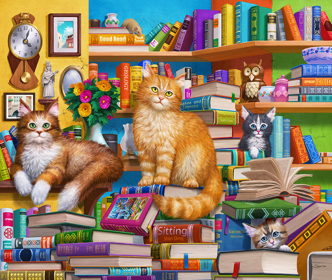 BOOKSHOP CATS 1000pc SPRINGBOK Jigsaw Puzzle 11217