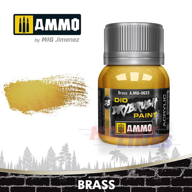 DIO Drybrush Paint - Brass 40ml | Ammo by Mig Jimenez | MIG0623