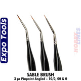 Sable Brush - Pinpoint Angled - 10/0, 00 & 0 - 3pc | Expo Tools | 45520