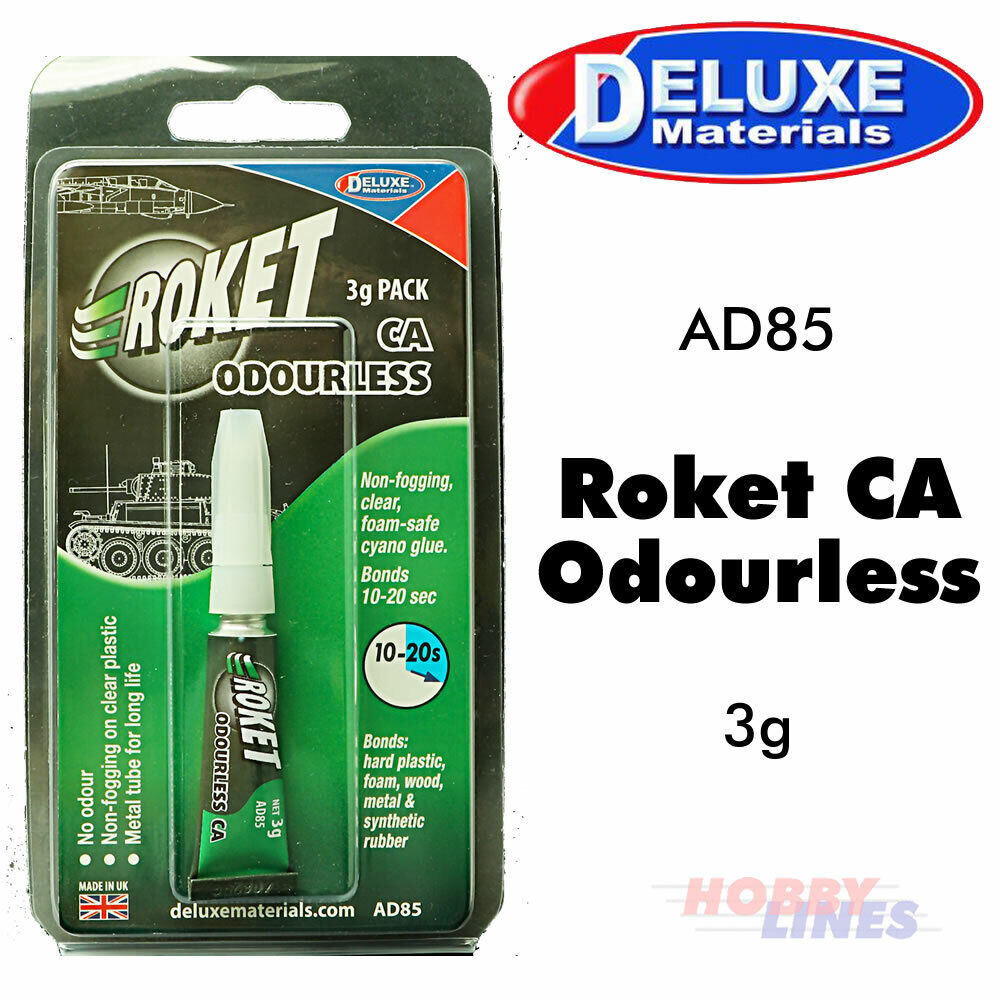 ROKET ODOURLESS Cyano 3g 10-20 seconds clear foam safe AD85 Deluxe Materials