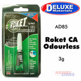 ROKET ODOURLESS Cyano 3g 10-20 seconds clear foam safe AD85 Deluxe Materials