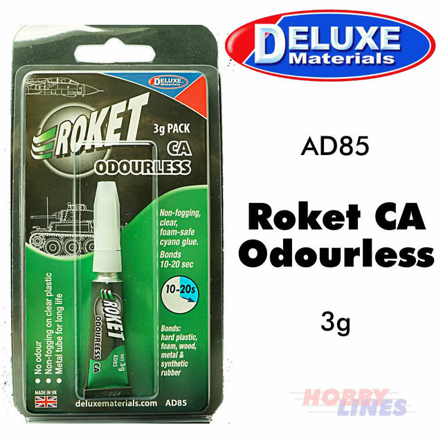 ROKET ODOURLESS Cyano 3g 10-20 seconds clear foam safe AD85 Deluxe Materials
