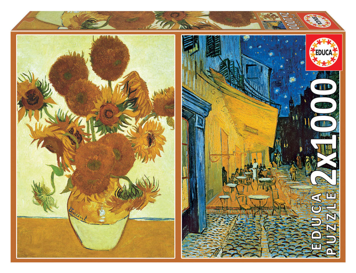 LOS GIRASOLES & TERRAZZA DE CAFE Van Gogh 2x1000pc EDUCA Super Deluxe Jigsaw Puzzle 18491