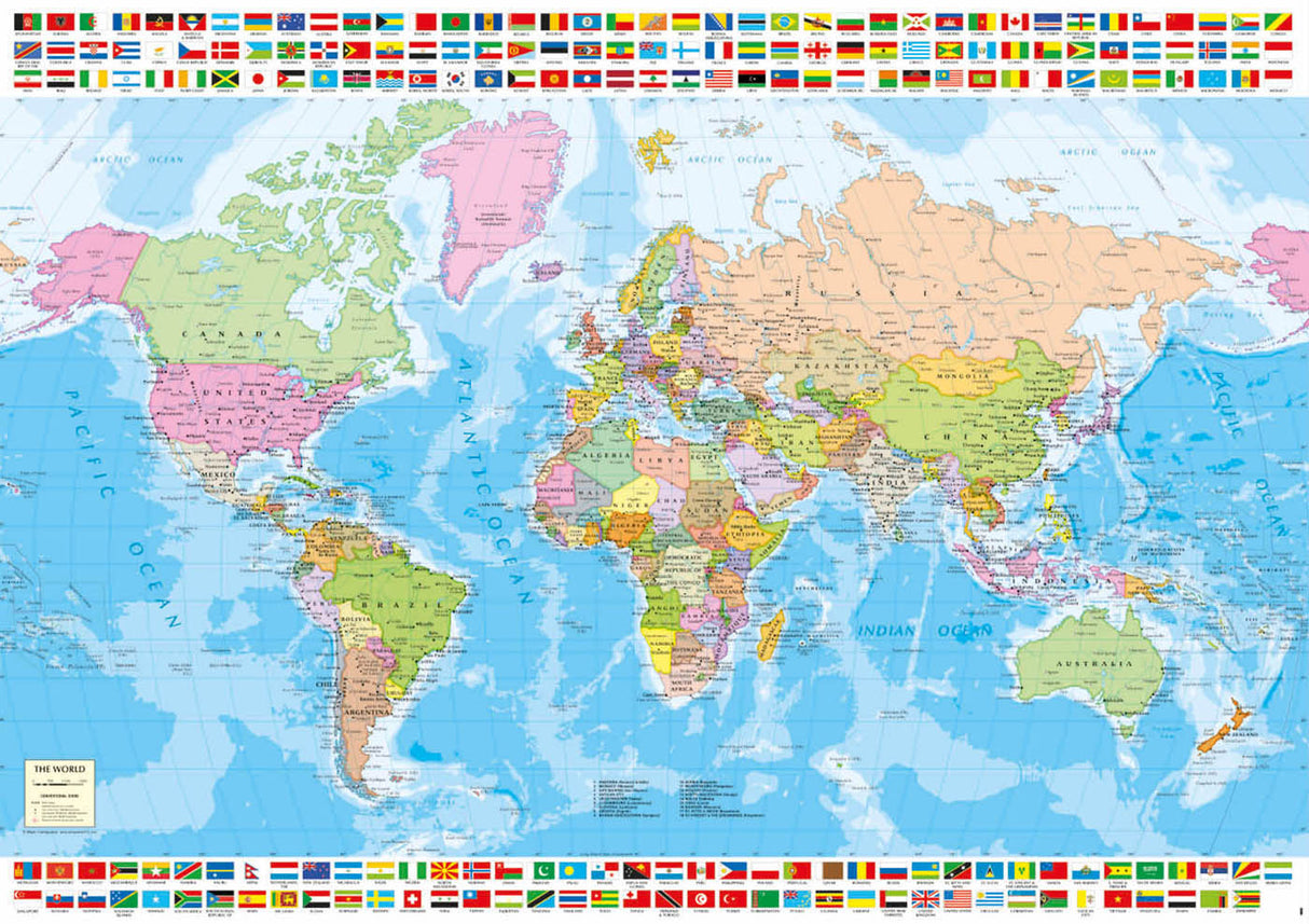 POLITICAL WORLD MAP 1500pc EDUCA Super Deluxe Jigsaw Puzzle 18500