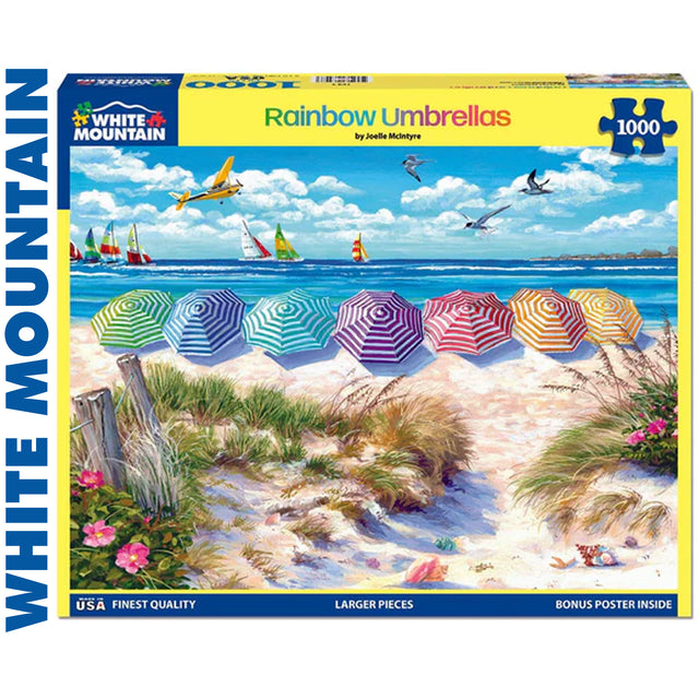 Rainbow Umbrellas - 1000pc Puzzle | White Mountain | 1954pz