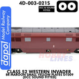 Class 52 Western Invader BR Maroon Small Yellow Panels D1009 - DCC Sound Fitted | Dapol | 4D-003-021S