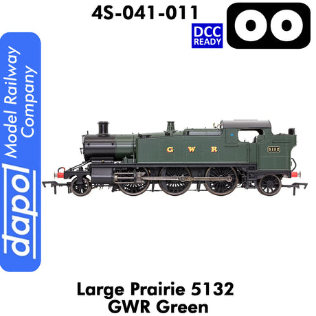LARGE PRAIRIE 5132 GWR Green DCC Ready Steam Locomotive | Dapol | 4S-041-011