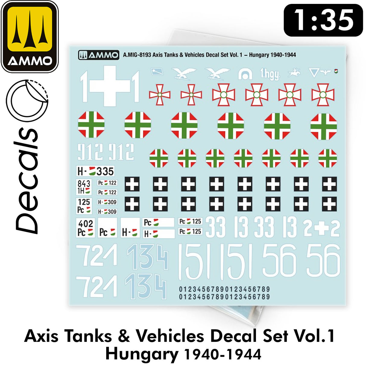 Axis Tanks & Vehicles DECAL SET Vol 1 - Hungary 1940-1944 Insignia | Ammo by Mig Jimenez 