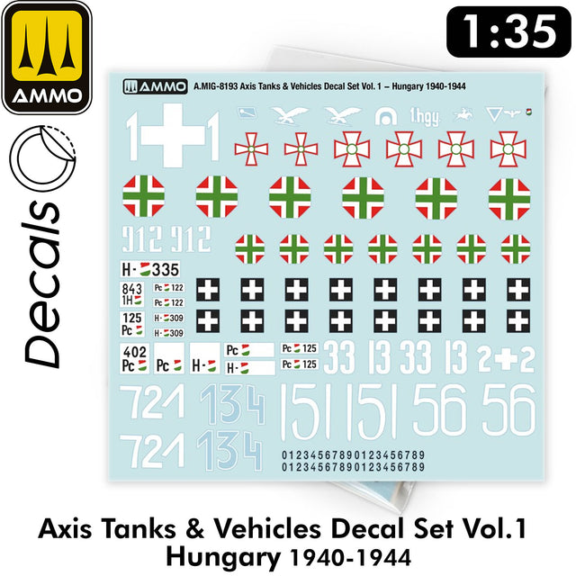 Axis Tanks & Vehicles DECAL SET Vol 1 - Hungary 1940-1944 Insignia | Ammo by Mig Jimenez 